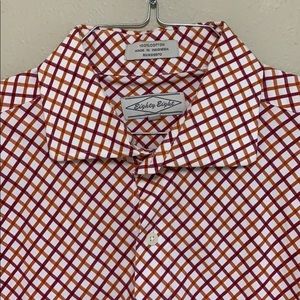 Eighty Eight red & orange check long sleeve button down shirt.